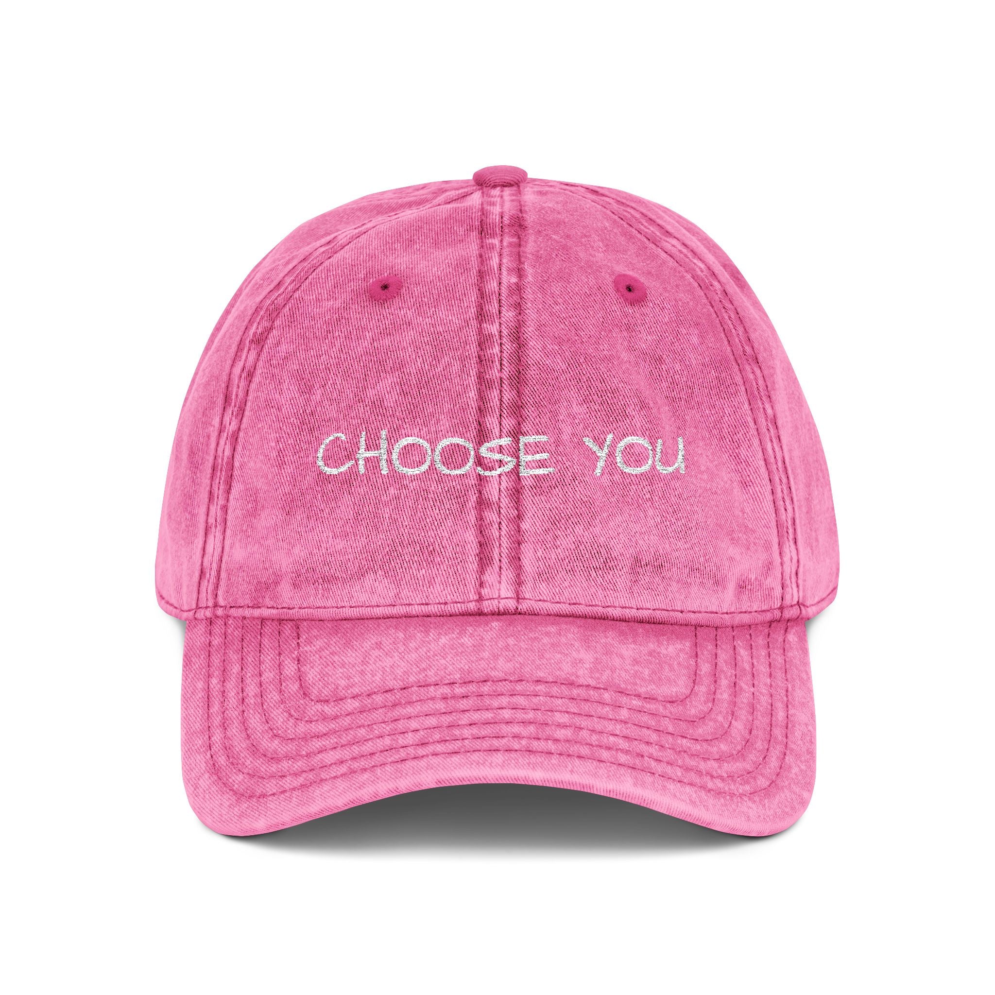 "Choose You" Embroidered Vintage Cap — Distressed Red Baseball Hat for Self-Love & Everyday Wear