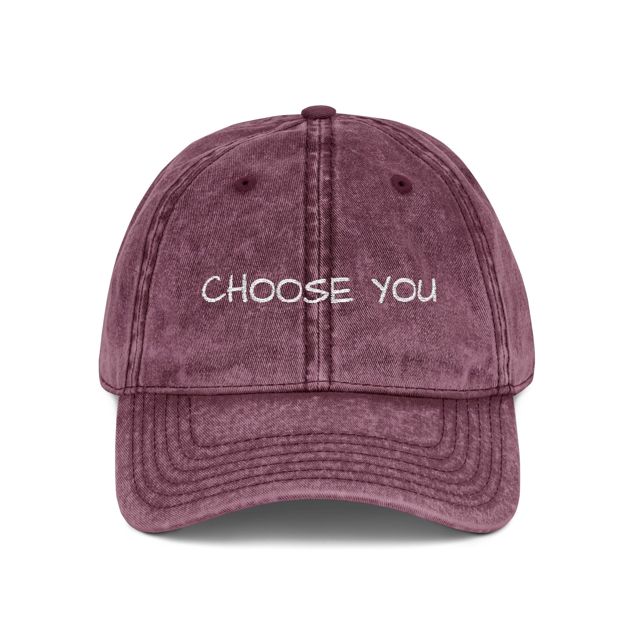 "Choose You" Embroidered Vintage Cap — Distressed Red Baseball Hat for Self-Love & Everyday Wear