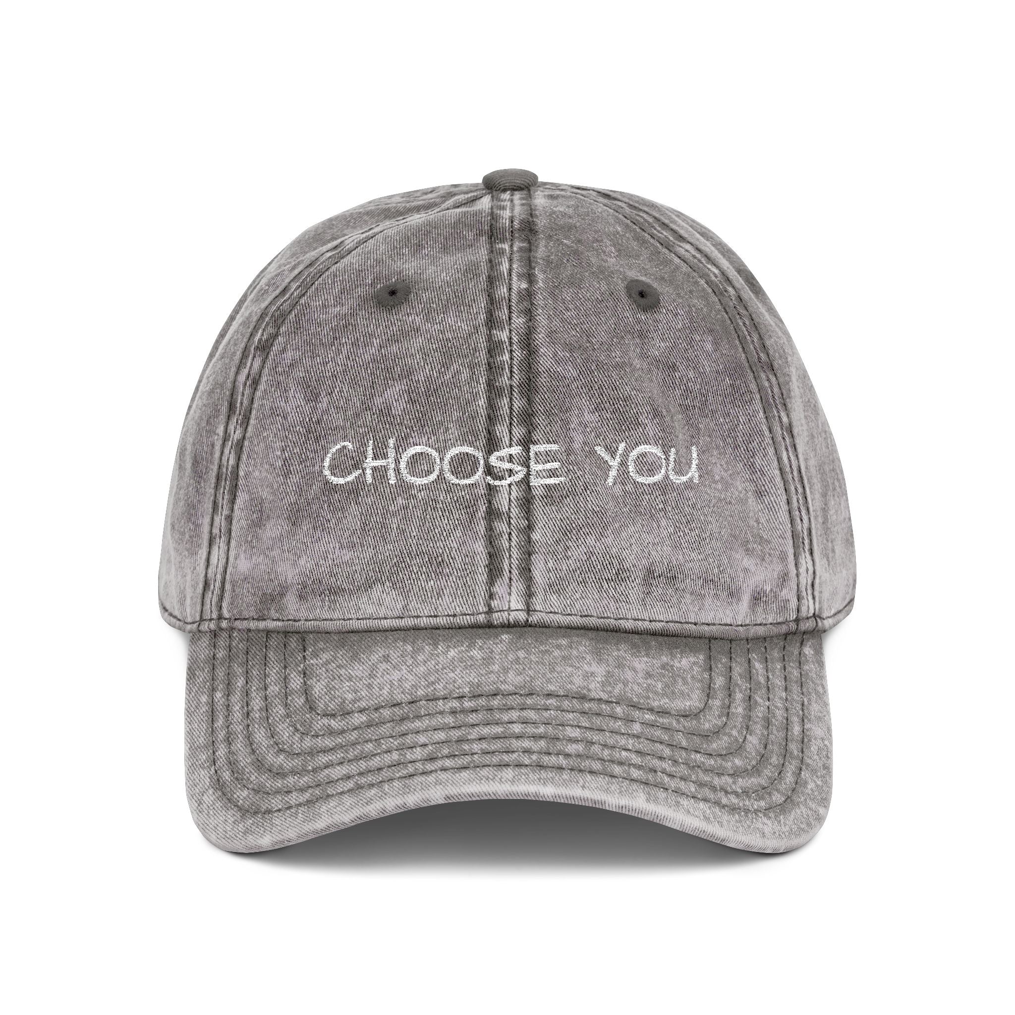 "Choose You" Embroidered Vintage Cap — Distressed Red Baseball Hat for Self-Love & Everyday Wear