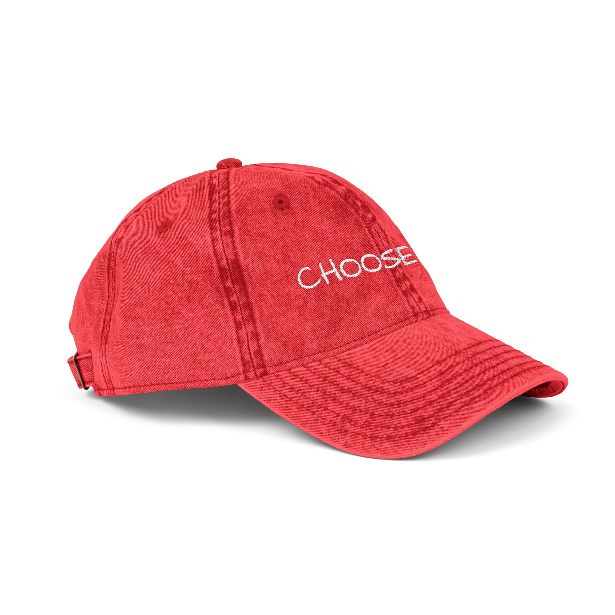 "Choose You" Embroidered Vintage Cap — Distressed Red Baseball Hat for Self-Love & Everyday Wear