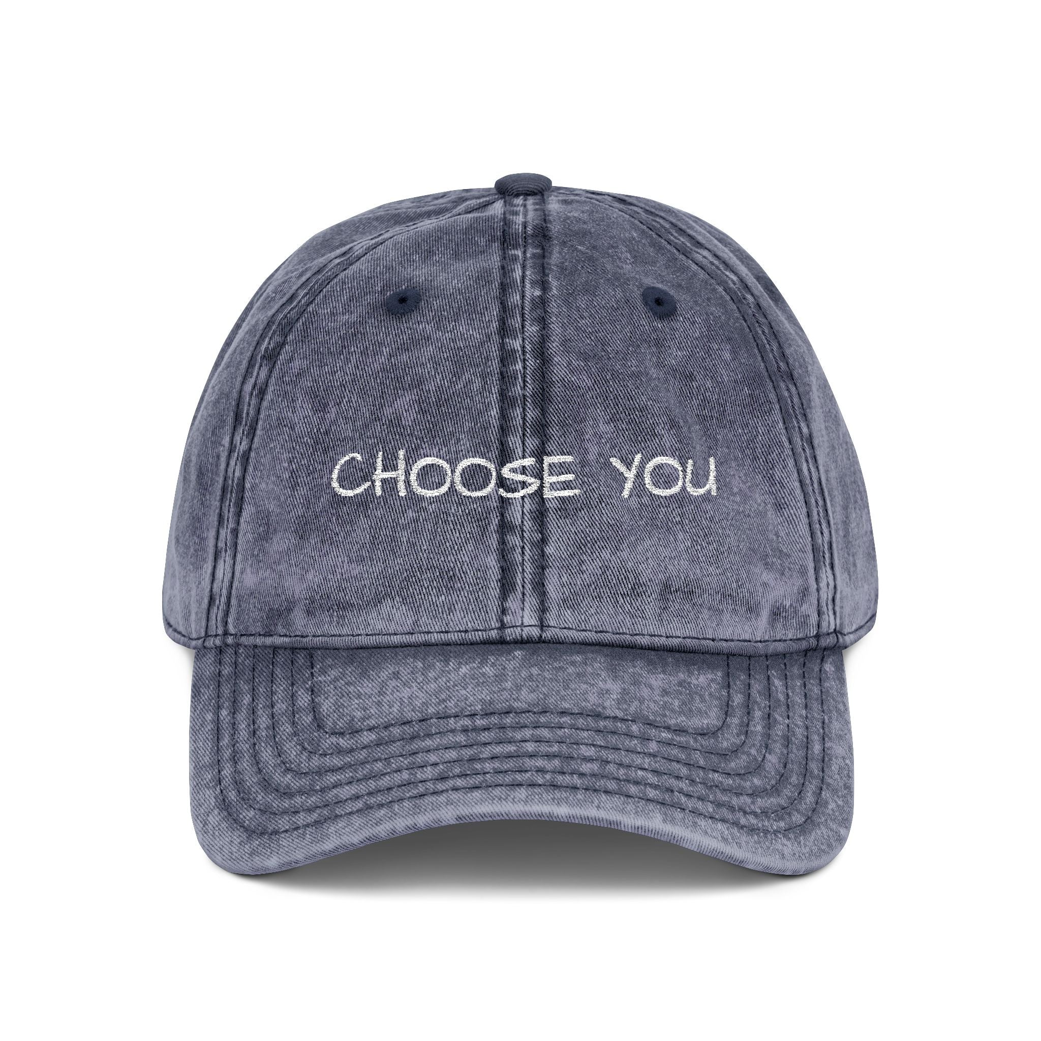 "Choose You" Embroidered Vintage Cap — Distressed Red Baseball Hat for Self-Love & Everyday Wear