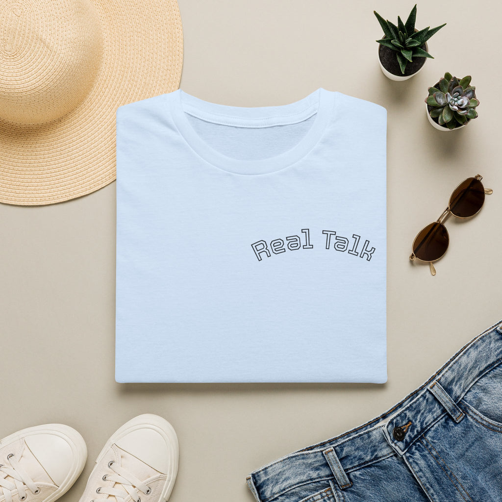 Real Talk Tee — Minimalist Chest Script T-Shirt