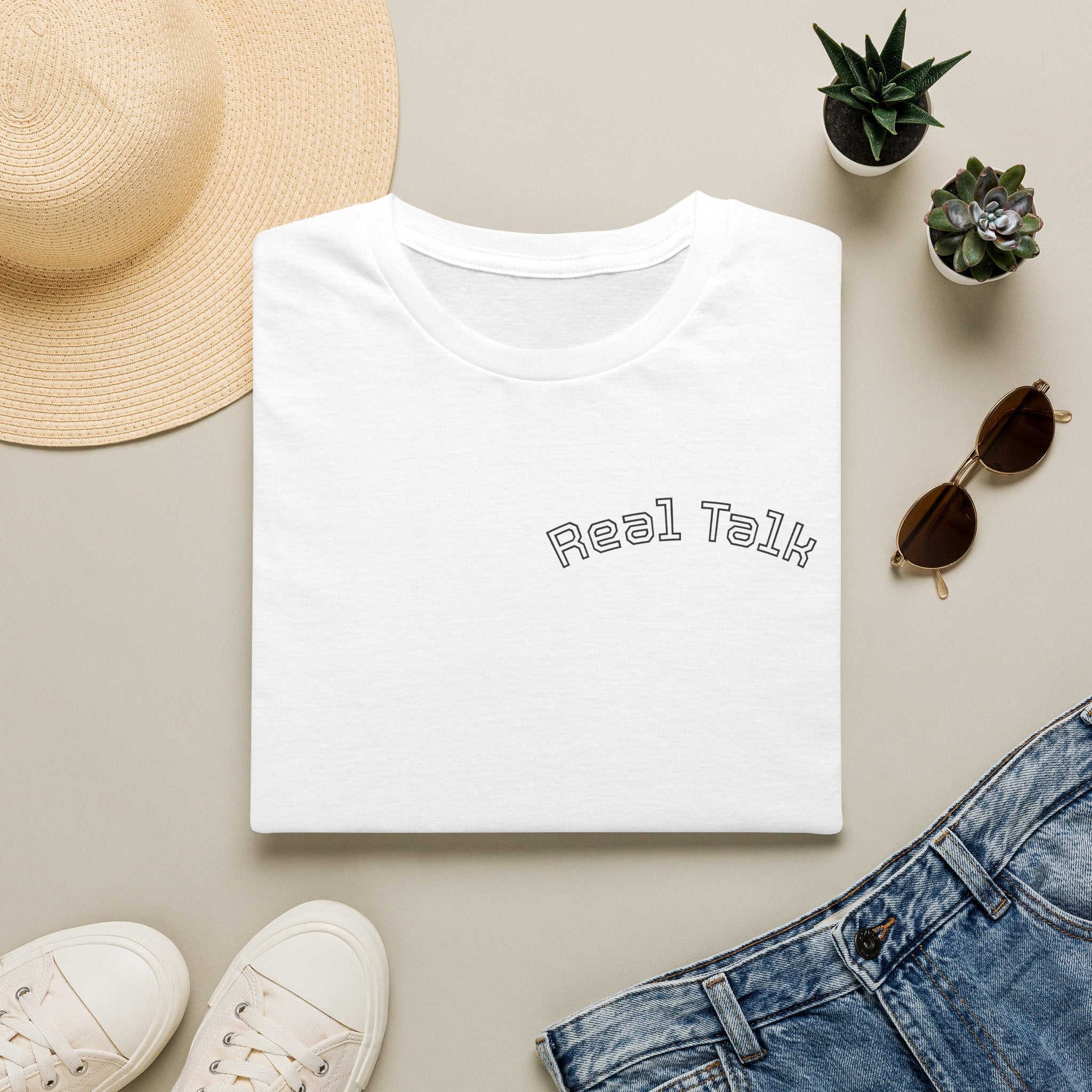 Real Talk Tee — Minimalist Chest Script T-Shirt
