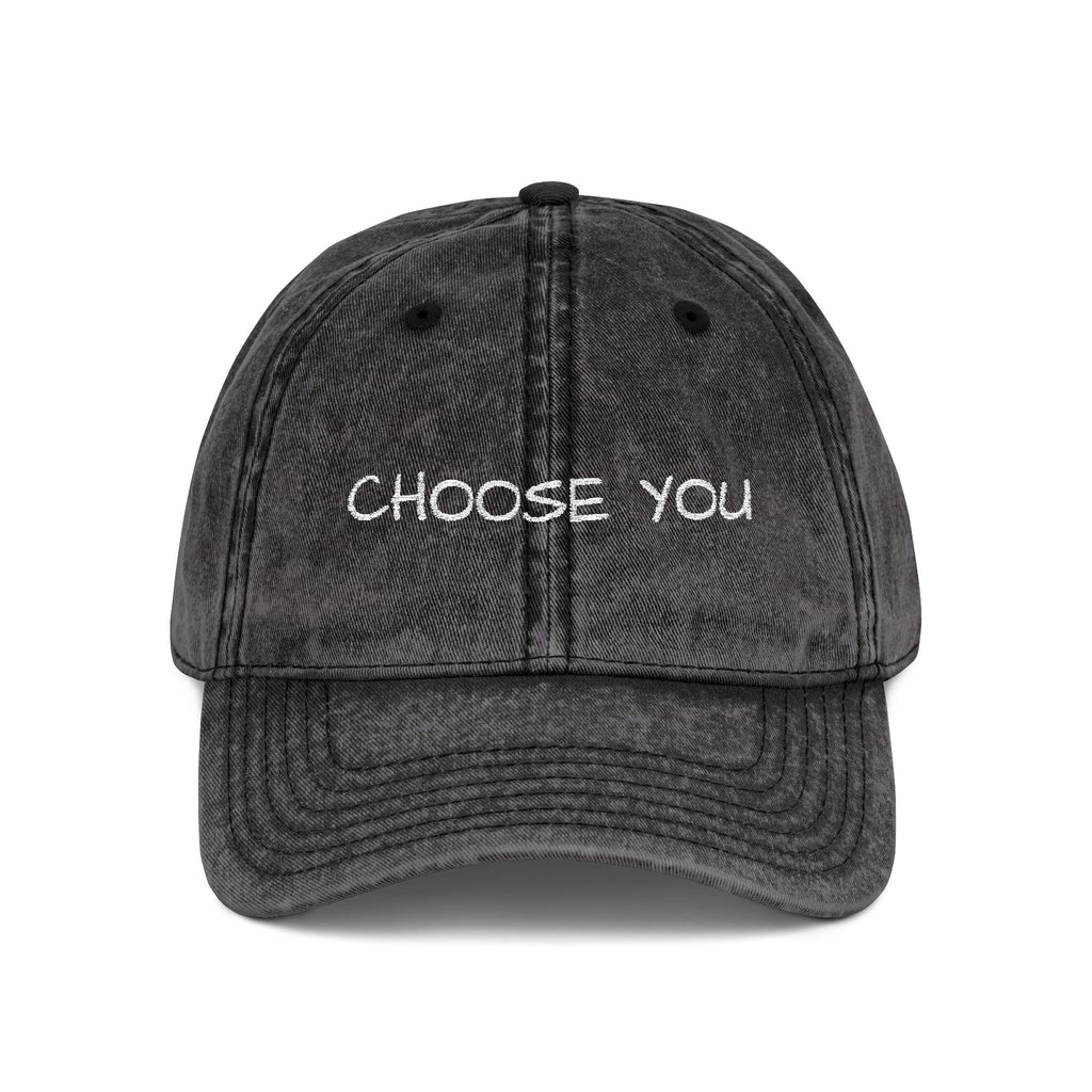 "Choose You" Embroidered Vintage Cap — Distressed Red Baseball Hat for Self-Love & Everyday Wear