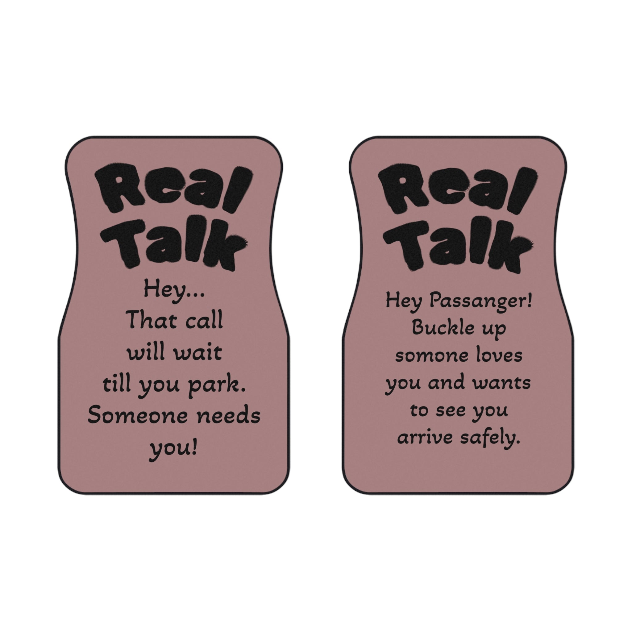 Real Talk Car Mats — Front Seat Safety Reminder Floor Mats (2-Pack)