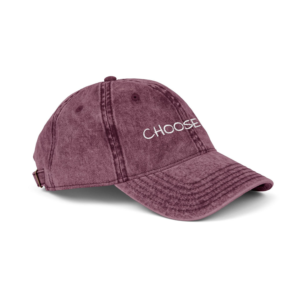 "Choose You" Embroidered Vintage Cap — Distressed Red Baseball Hat for Self-Love & Everyday Wear